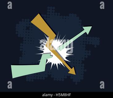falling down trend breaks upcoming trend financial crisis concept abstract vector illustration Stock Vector