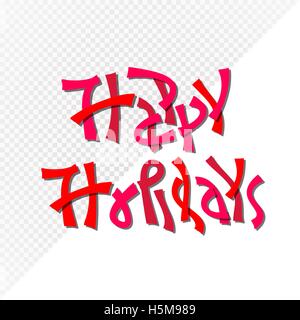 bright happy holidays text lettering vector illustration isolated on white and transparent background simulation Stock Vector