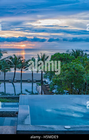 A private jacuzzi at a health spa resort in Hua Hin, Thailand at sunrise. Stock Photo