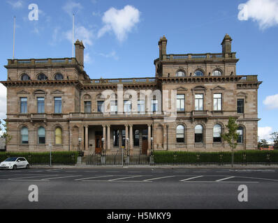 Front façade of The Belfast Harbour Commissioners' Office, a Victorian building in Italian palazzo style in Belfast at Corporation Square Belfast. Stock Photo