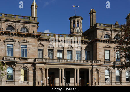 Front exterior of The Belfast Harbour Commissioners' Office in Corporation Square Belfast. An example of Italian palazzo style building in the UK. Stock Photo