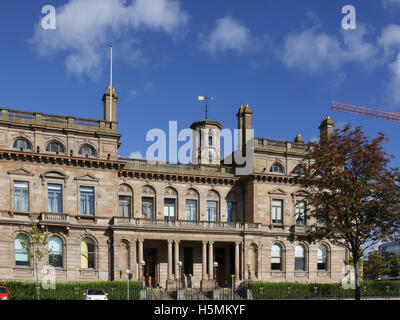 The front façade and entrance to the Belfast Harbour Commissioners' Office in Corporation Square Belfast. Stock Photo