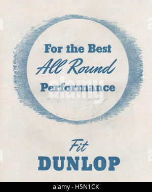 Vintage Dunlop magazine advertisement dated to May 1946. Stock Photo