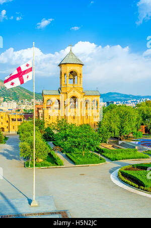 Bell tower of the Holy Trinity Cathedral of Tbilisi, the main Cathedral ...