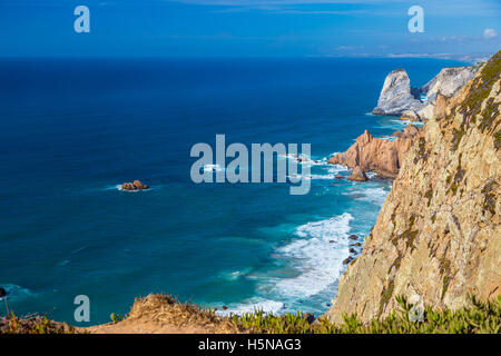 Cliffs of Cabo da Roca, Portugal, the westernmost point of Europe Stock Photo