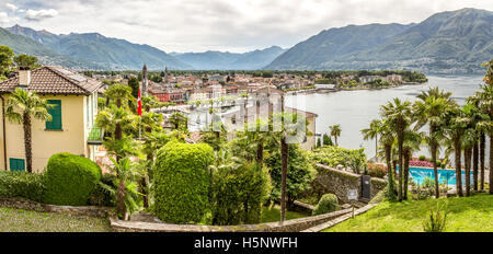 Scenic view over Ascona at Lago Maggiore, Ticino, Switzerland Stock Photo