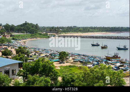 Fishing boats on the beach, Hambantota, Sri Lanka Stock Photo