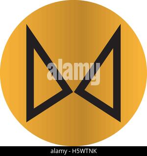 Abstract Butterfly Icon On The Golden Background Stock Vector