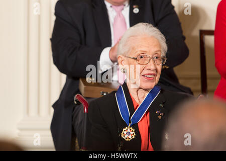 Katherine G. Johnson receives the Presidential Medal of Freedom Awards at the White House in Washinton DC on November 24th, 2015 Stock Photo