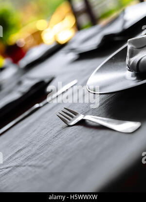 Elegant table set for dinner Stock Photo