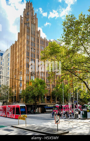 Art deco Manchester Unity building, corner of Swanston and Collins Streets, Melbourne, Victoria, Australia Stock Photo