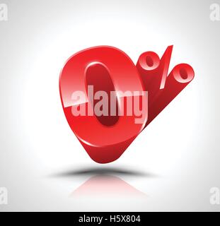 Blue Zero percent 3D style. Vector illustration. Can use for promotion advertising pay by installments. Stock Vector