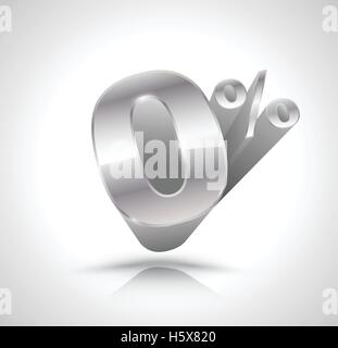 Blue Zero percent 3D style. Vector illustration. Can use for promotion advertising pay by installments. Stock Vector
