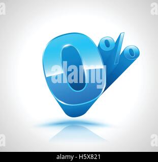 Blue Zero percent 3D style. Vector illustration. Can use for promotion advertising pay by installments. Stock Vector