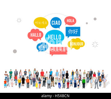 Different Language Speech Bubble Hello Concept Stock Photo