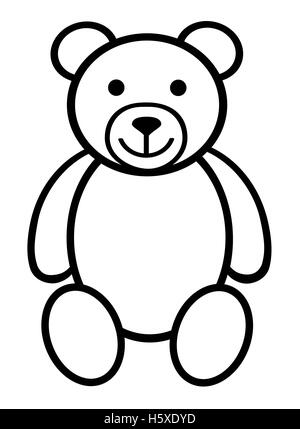 Teddy bear plush toy line art icon Stock Photo