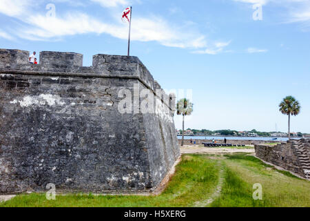 St. Saint Augustine Florida,Castillo de San Marcos National Monument,historic fort,coquina masonry,wall,FL160802059 Stock Photo