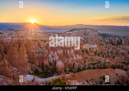 Sunrise, scenic views, Bryce Canyon National Park, located Utah, in the Southwestern United States. Stock Photo