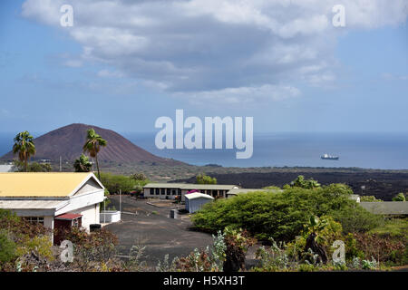 Clarence Bay and Cross Hill taken from Two Boats Village on Green Mountain on Ascension Island Stock Photo