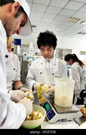 Students during a practical lesson at the Carpigiani Gelato University in Anzola nell'Emilia, Italy Stock Photo