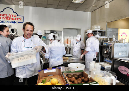 The hustle and bustle of a practical lesson at the Carpigiani Gelato University in Anzola nell'Emilia near Bologna, Italy Stock Photo