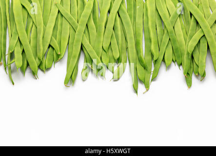 Pile of Green beans over isolated white background Stock Photo