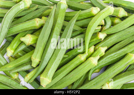 Organic Okra (ladyfinger) on a white background Stock Photo