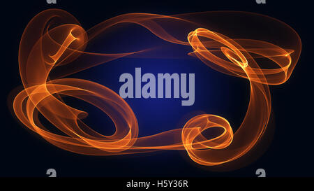 abstract red orange flame  smoke  frame over dip blue background with copyspace for your text Stock Photo