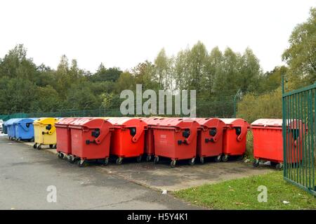 Several containers platique of waste in a park of recovery. Stock Photo