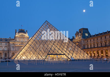The Louvre Museum and Pyramid, Paris, France. Stock Photo