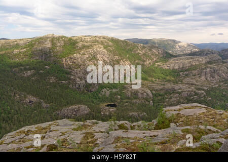 mountain landscape with lake and forest in Rogaland county, Norway Stock Photo