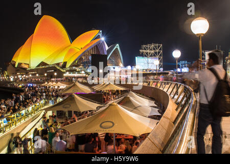 Sydney, Australia. 21st Oct, 2016. The Sydney Opera House lit up on Friday, 21st October for the Diwali Hindu Festival of Light. The lights were on from 8pm until midnight creating an orange/golden hue for Diwali, the Hindu festival of light that commemorates the triumph of light over darkness. Credit:  mjmediabox/Alamy Live News Stock Photo