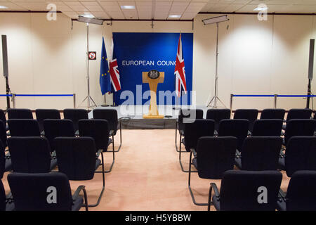 Brussels, Belgium. 20th October, 2016. The British briefing room in the Justus Lipsius building, headquarters of the European Council, in Brussels is empty. Credit:  Paul-Marie Guyon/Alamy Live News Stock Photo