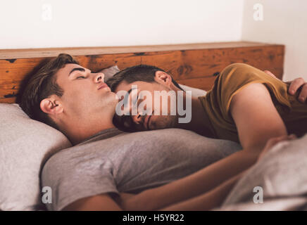 Sleeping soundly in each other's arms Stock Photo