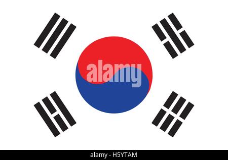 Flag of South Korea. Accurate dimensions, element proportions and colors. Stock Vector