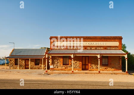 Historical Municipal Chambers in the outback village Silverton. Stock Photo
