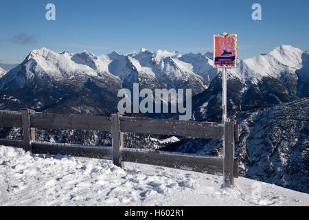 Danger of avalanches, warning sign, Karwendel Range, Tyrol, Austria, Europe Stock Photo