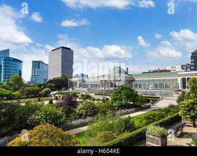 Le Botanique greenhouse, formerly housing the old Botanical Gardens, looking towards Place Rogier, Brussels, Belgium. Stock Photo