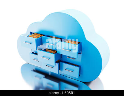 3d renderer image. File storage in cloud. Cloud computing concept ...