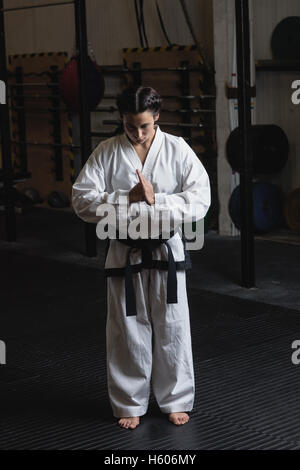 Woman practicing karate Stock Photo