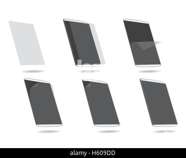 vector illustration steps apply screen protector tablet computer Stock Vector