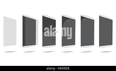 set glue screen protector tablet PC vector illustration Stock Vector