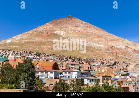 Huayna Potosi mountains famous for its silver mines in Bolivia Stock Photo