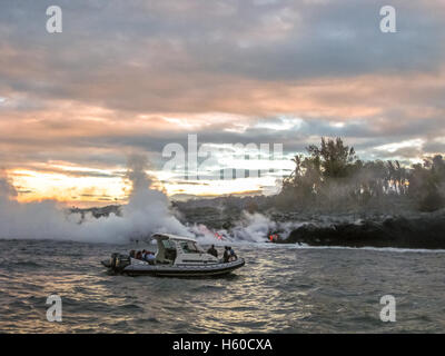Lava boat tour Kilauea Stock Photo