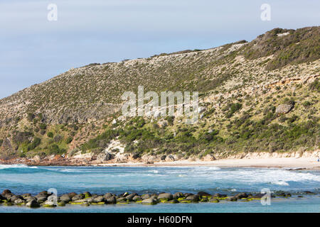 Stokes Bay beach, reached by walking between rock walls,Kangaroo island,South australia Stock Photo