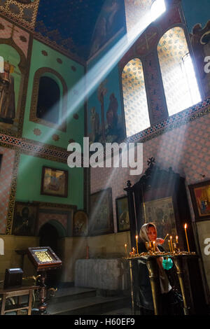 Sioni Cathedral in Tbilisi, Georgia with the light rays. Stock Photo