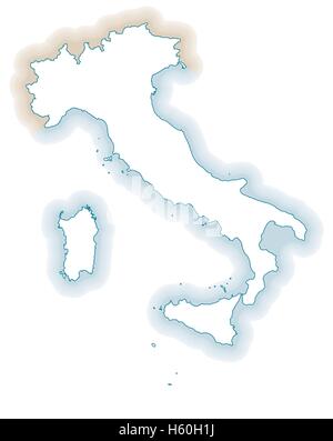 Italy borders blank map. Stock Vector