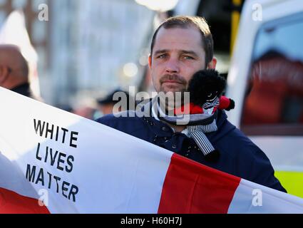 Members of the far right group White Lives Matter take part in a march in Margate, Kent. Stock Photo