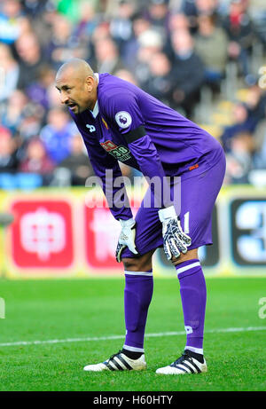 Watford's Heurelho Gomes in action during the Premier League match at the Liberty Stadium, Swansea. Stock Photo