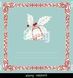 Vintage typographic Christmas bell and frame Stock Vector